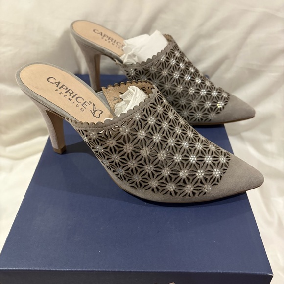Caprice Grey Suede Heels 37.5 - Picture 3 of 5